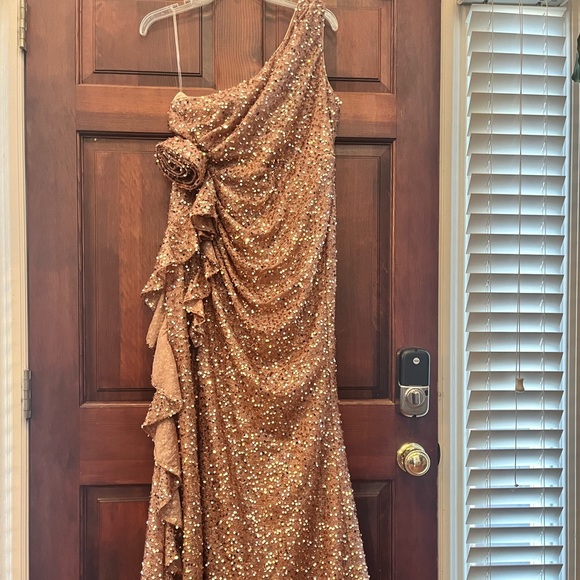 Giffniseti Sequin Women’s One Shoulder Dress Long Formal Evening Gown - Picture 6 of 8